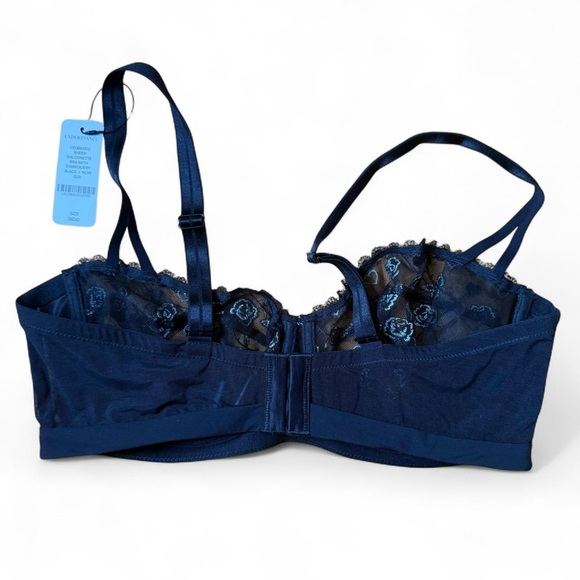 UNDERSTANCE SHEER BALCONETTE BRA WITH EMBROIDERY 36DD BLACK - Picture 2 of 3
